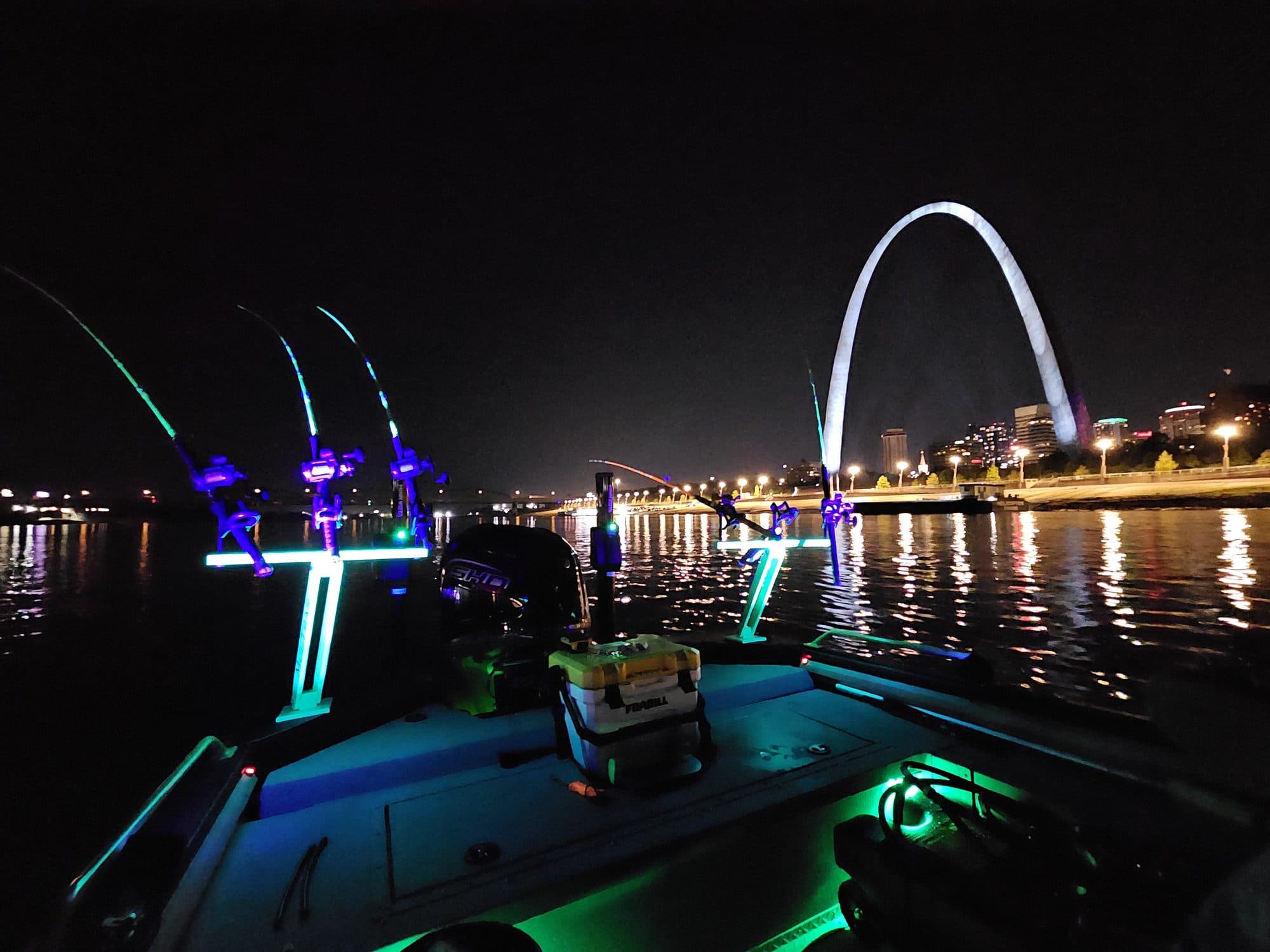 Night fishing near the Gateway Arch