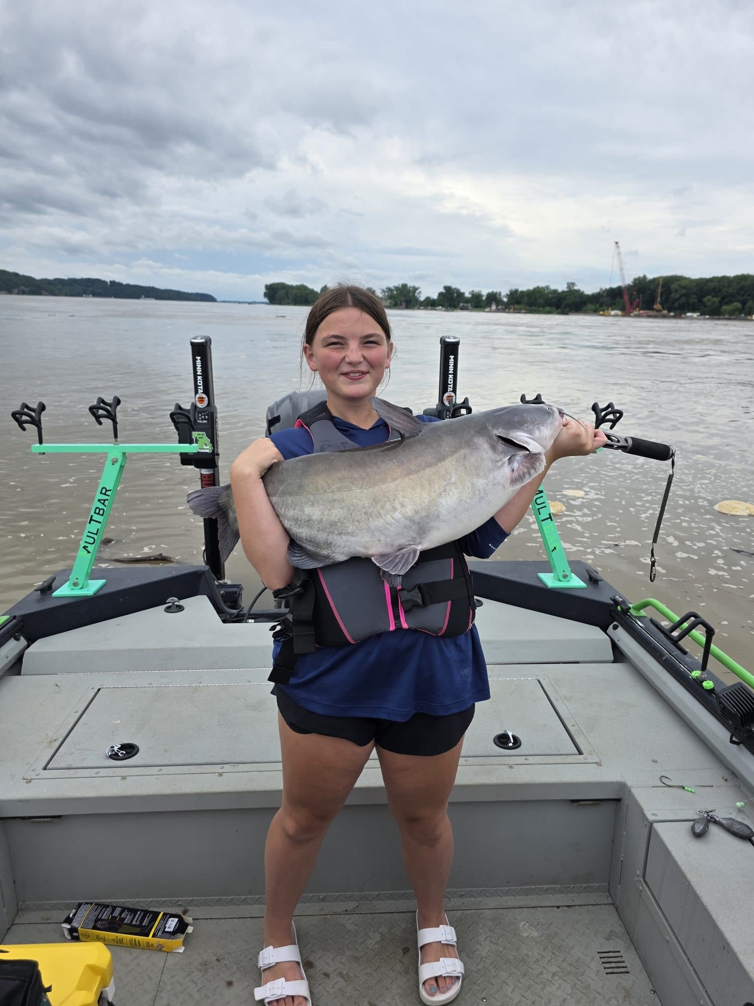 A great catfish catch on a cloudy day