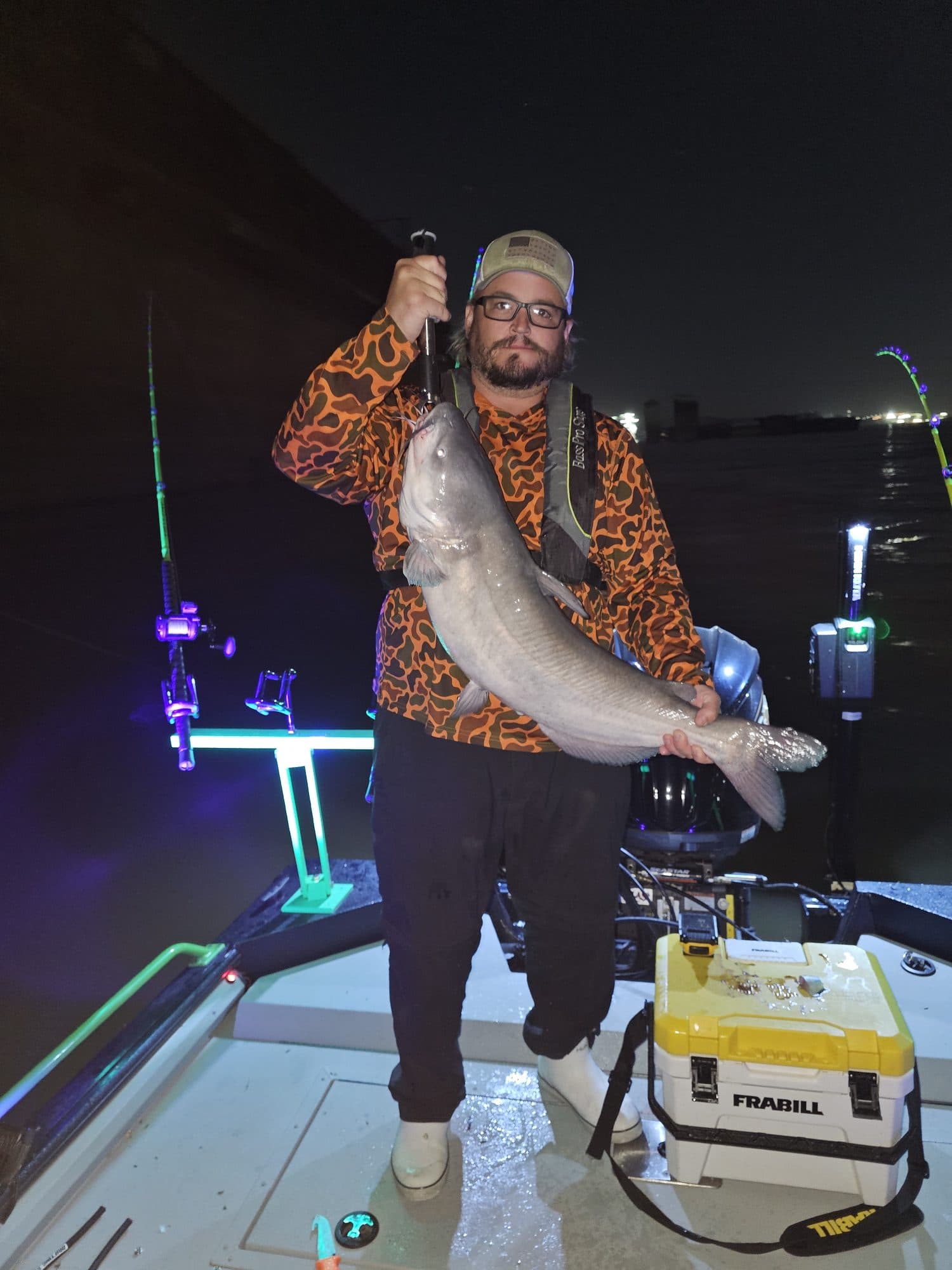 Trophy catfish under the night lights
