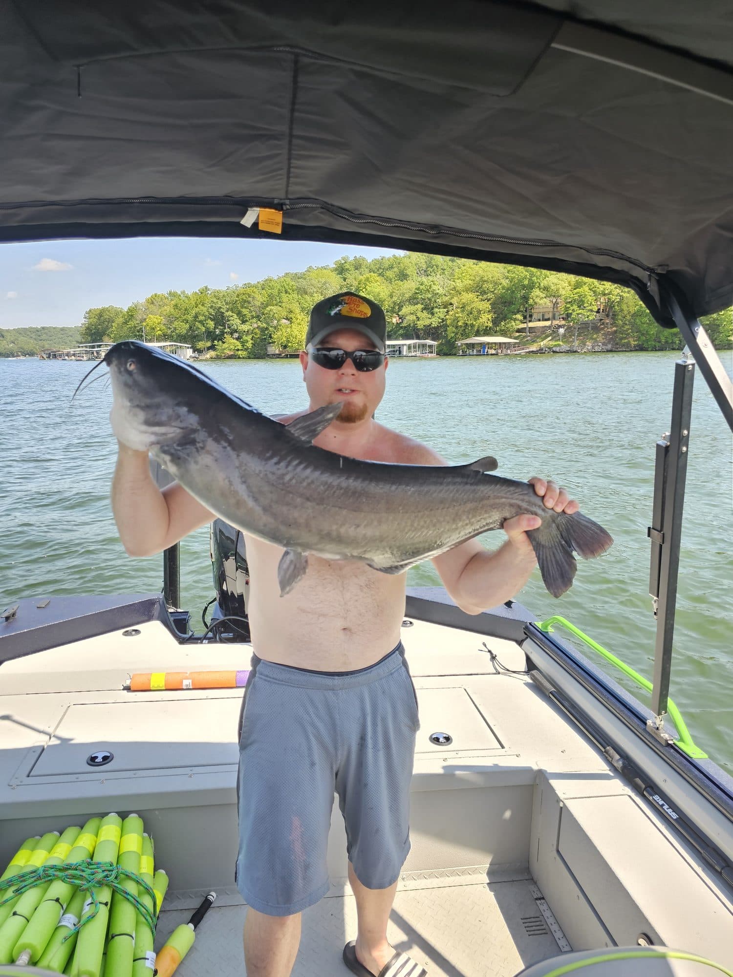 Solo angler with a trophy catfish