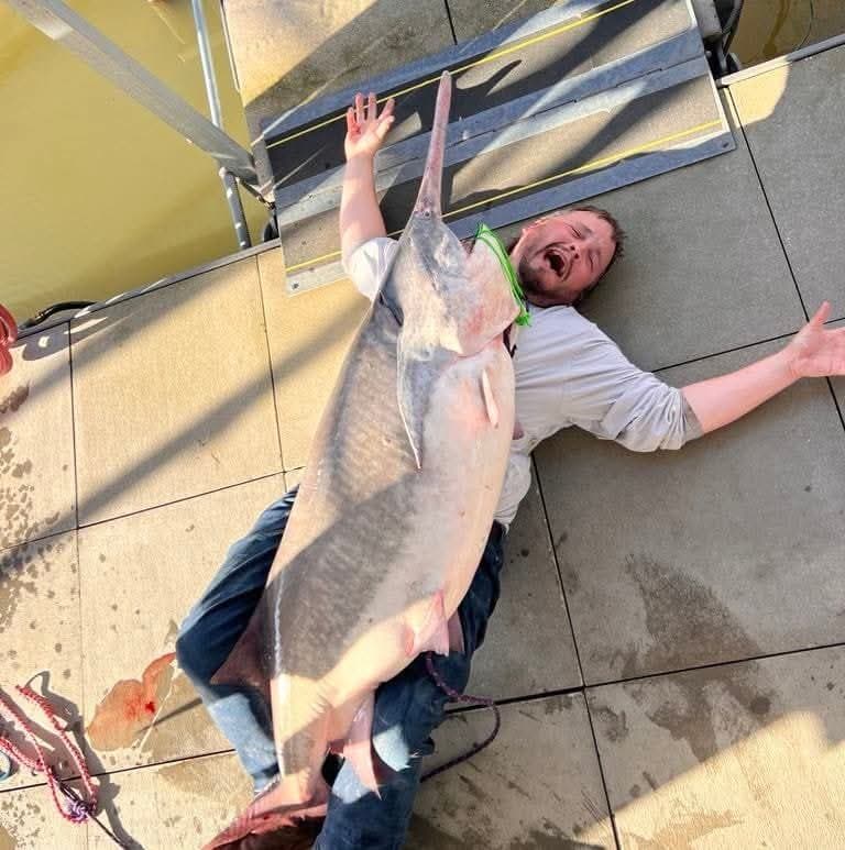 Celebrating a big spoonbill catch